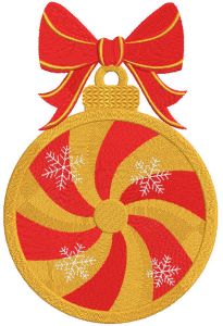 Christmas ball gold swirl embroidery design