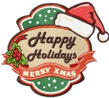 Christmas Happy Holidays embroidery design