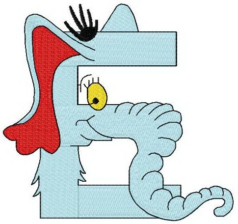 Dr. Seuss alphabet letter E machine embroidery design