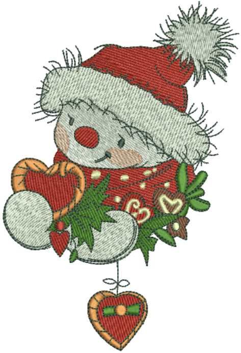 snowmen with gift machine embroidery design