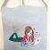 Beach bag with loving young girl embroidery design