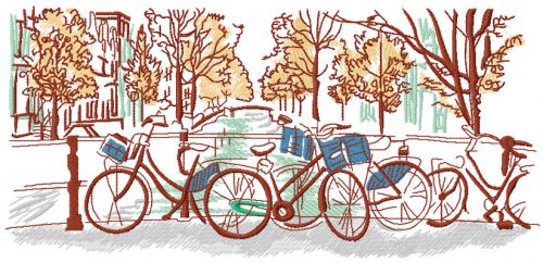 Bicycle trip machine embroidery design