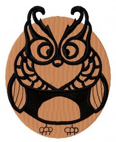 Brown owl machine embroidery design