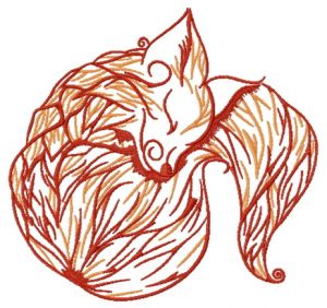 Sleeping fox 3 embroidery design