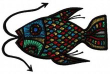 Mosaic fish embroidery design