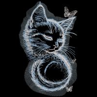 Sleeping kitty black background embroidery design
