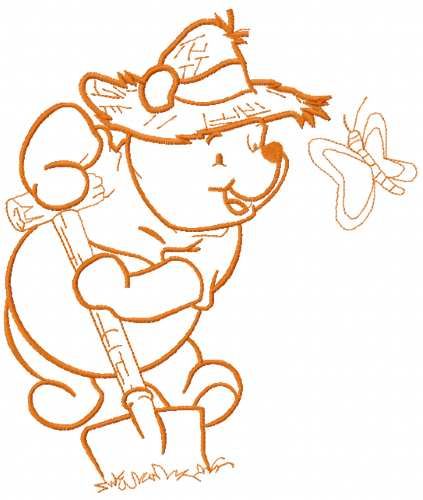 Winnie pooh gardener embroidery design 3