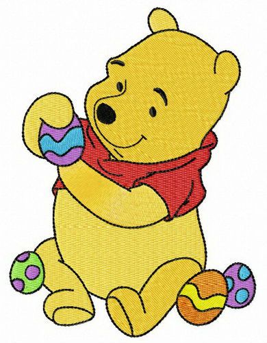 Pooh preparing for Easter machine embroidery design