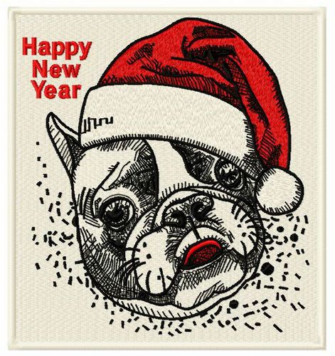 Christmas bulldog machine embroidery design