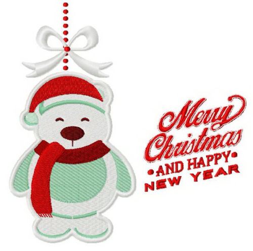 Christmas toy polar bear 2 machine embroidery design