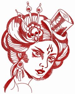 Adherent of devil embroidery design