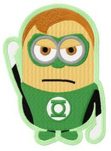 Minion in Green Lantern costume embroidery design