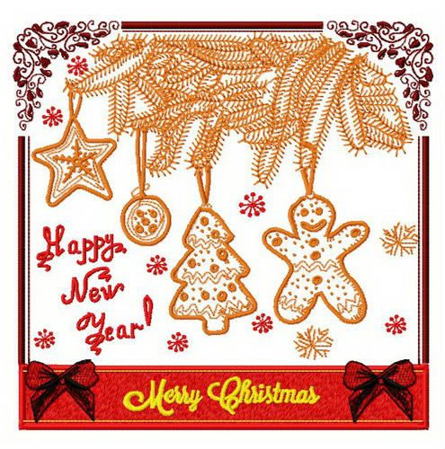 Merry  Christmas postcard 5 machine embroidery design