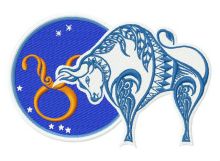 Zodiac sign Taurus 3 embroidery design