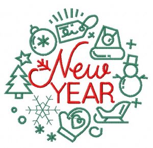 New Year embroidery design