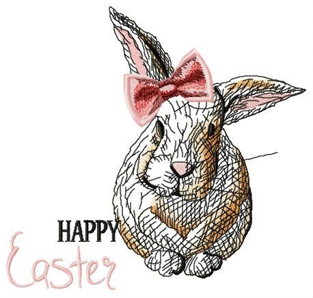 Happy Easter, bunny girl machine embroidery design