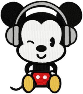 Mickey likes Music embroidery design