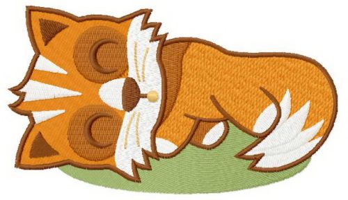 Sleeping fox machine embroidery design