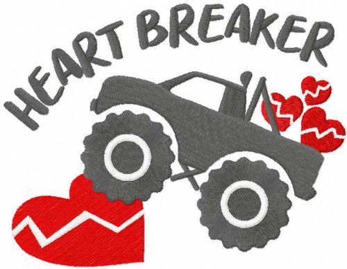 Young heart breaker embroidery design
