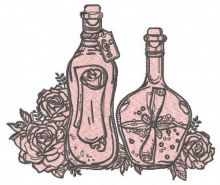 Bottles and flowers 2 embroidery design