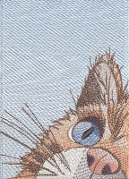 Cat looks at the world embroidery design