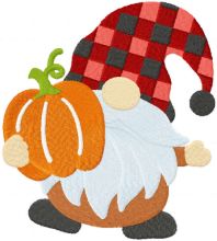 Fall gnome with pumkin embroidery design