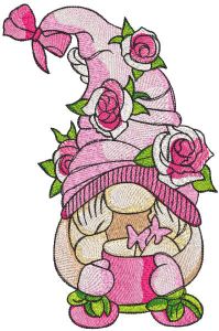 Roses dwarf with magic pot embroidery design
