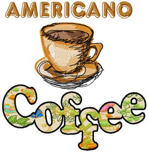 Americano coffee machine embroidery design