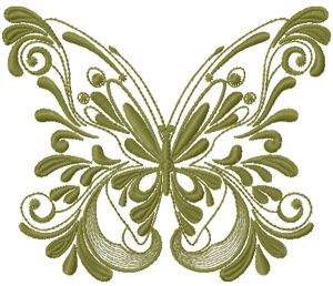 Vintage green butterfly embroidery design