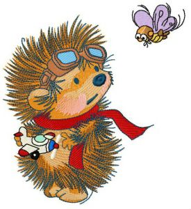 Hedgehog pilot embroidery design