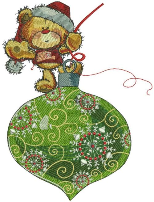 Teddy bear hello Christmas embroidery design