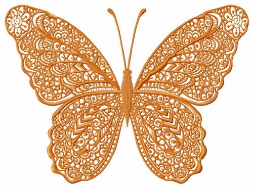 Orange lace butterfly machine embroidery design