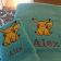 Blue bath towel embroidered with Pikachu