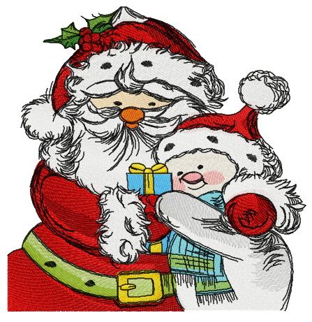 Santa and snowman 2 machine embroidery design