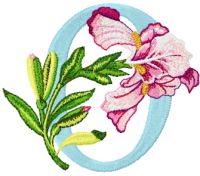 Iris Letter O embroidery design