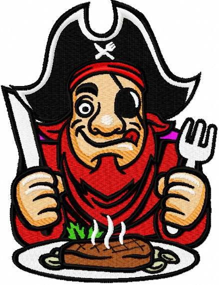 Hungry pirate embroidery design