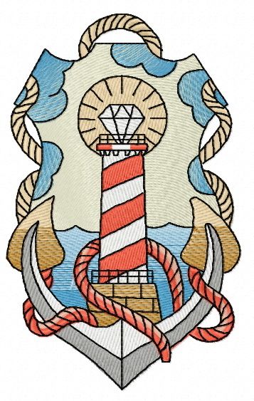 Striped  lighthouse 3 machine embroidery design