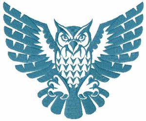 Blue owl embroidery design