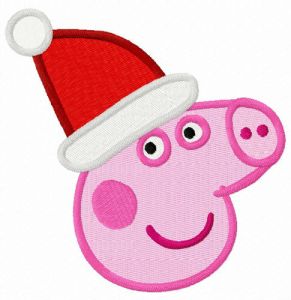 Peppa Pig in Santa hat embroidery design