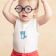 Embroidered tank top of a baby boy with funny glasses