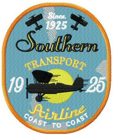 Southen transport airline machine embroidery design
