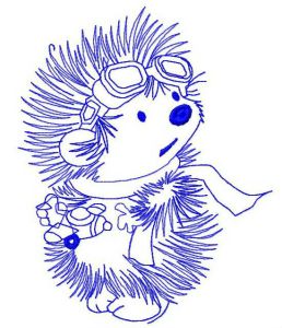 Hedgehog pilot 3 embroidery design