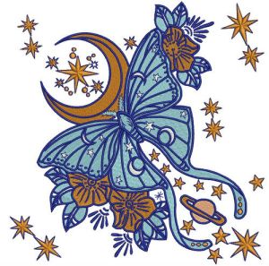Space butterfly embroidery design