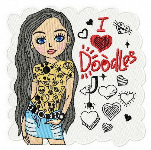 I love Doodles machine embroidery design