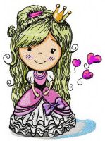 Cute princess embroidery design