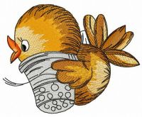 Sparrow with thimble embroidery design