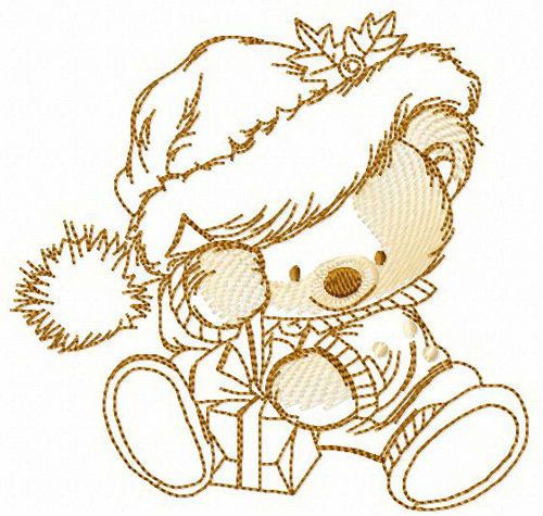 New Year present for adorable bear machine embroidery design