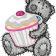 Teddy bear with big cupcake machine embroidery design