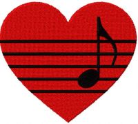 Music heart free embroidery design