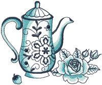 Vintage teapot embroidery design
